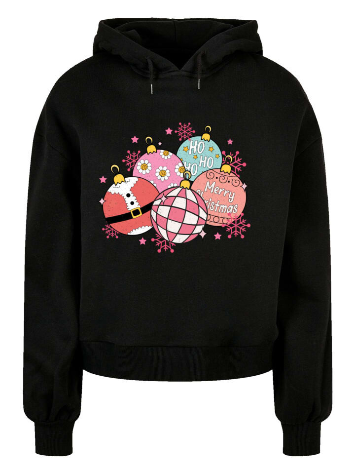 

Пуловер F4NT4STIC Oversized Hoody Pink Cute Weihnachten Tree Balls, черный