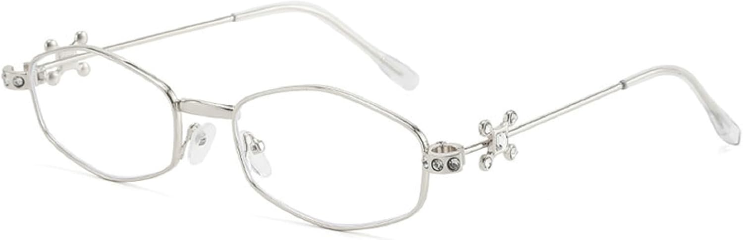 

Женские солнцезащитные очки в металлической оправе со стразами, модель 2025, блестящие бриллиантовые солнцезащитные очки UV400, модные многоугольные очки mincl, Silver Clear