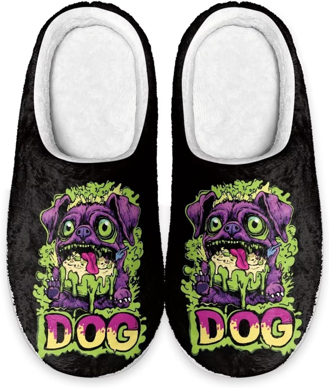 

Xoenoiee Мужские и женские теплые пушистые тапочки для спальни, домашние тапочки, противоскользящие зимние домашние тапочки, Cartoon Dog