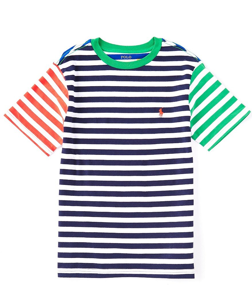 

Футболка из джерси с короткими рукавами и цветными блоками Polo Ralph Lauren для больших мальчиков 8–20 лет, мультиколор
