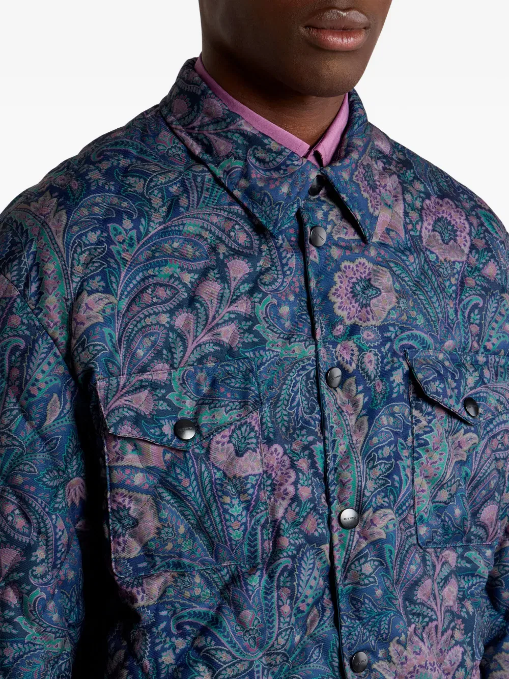 Стеганая куртка с узором пейсли Etro, синий — фото 4