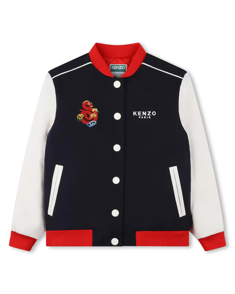 

Жакет с контрастными рукавами и вышивкой на спине Kenzo Kids, мультиколор
