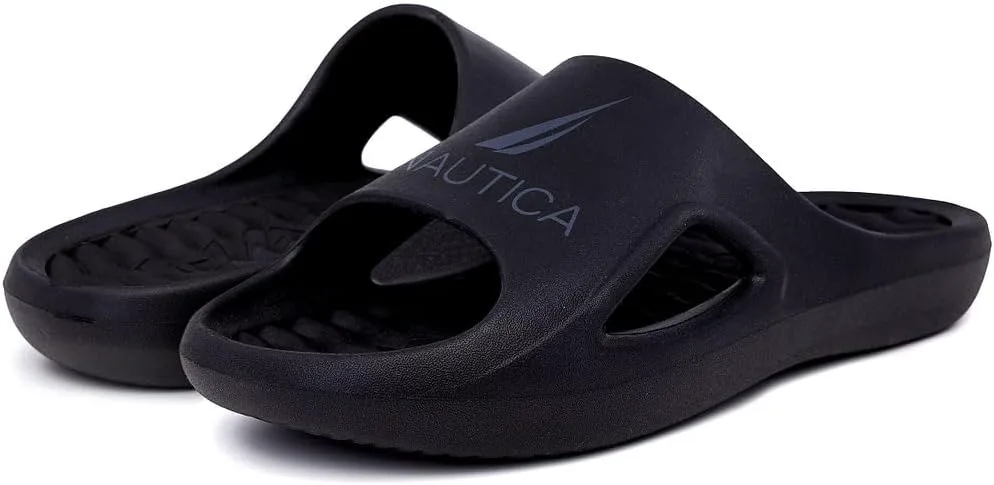 Мужские спортивные шлепанцы Nautica для душа, для дома и улицы - легкие, прочные и удобные, черный — фото 4
