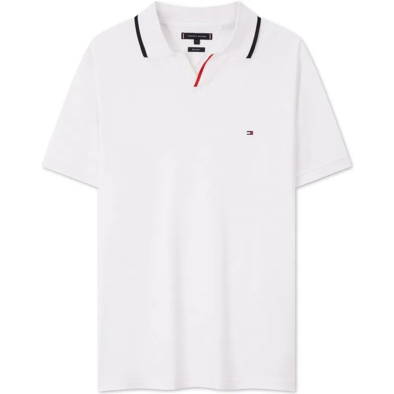 Tommy Hilfiger Поло Томми Хилфигер с вышитым логотипом белое