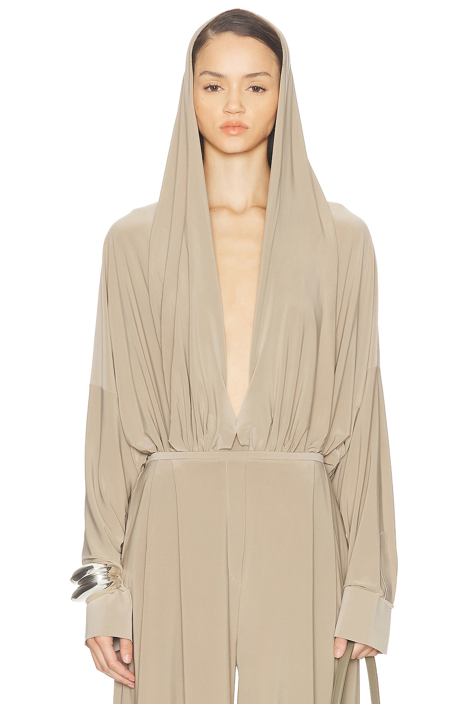 

Комбинезон Hooded Super Oversized Boyfriend Bodysuit Norma Kamali, Elm
