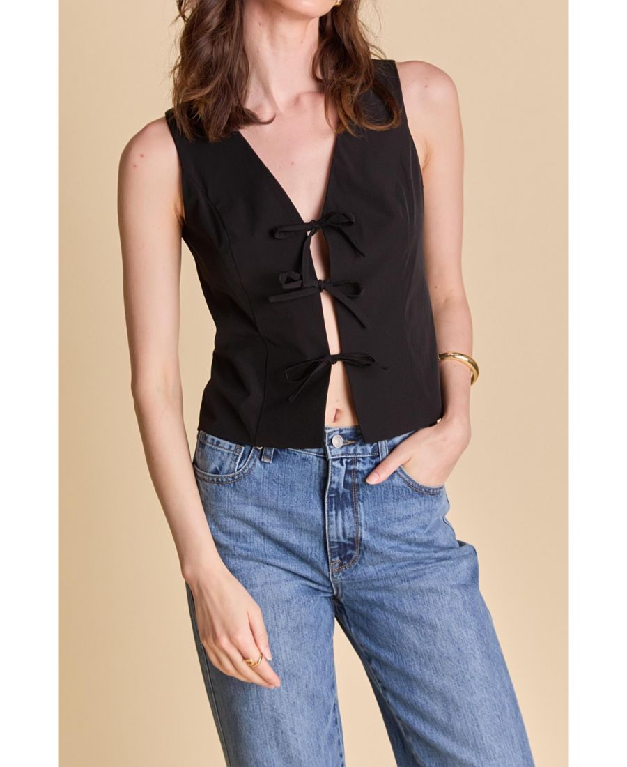 

Женский эластичный топ с бантом спереди endless rose, Black