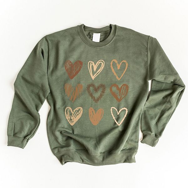

Свитшот женский с принтом Brown hearts collage Simply Sage Market, Military