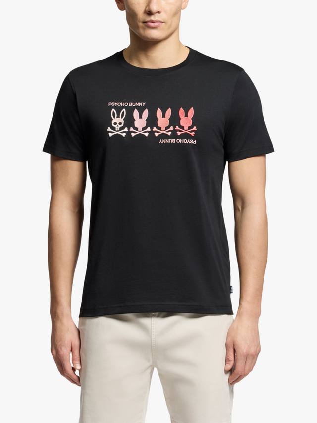 

Футболка с графическим рисунком из хлопка oceania обычного кроя с коротким рукавом Psycho Bunny, черный