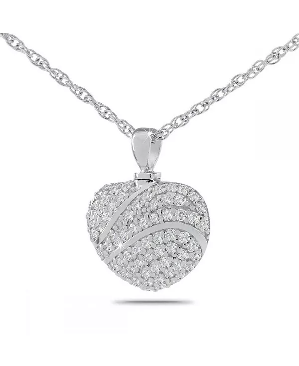 

Подвеска в форме сердца из кремированного белого камня из стерлингового серебра 925 пробы, 1 дюйм, с ожерельем длиной 18 дюймов Drs, Inc., silver