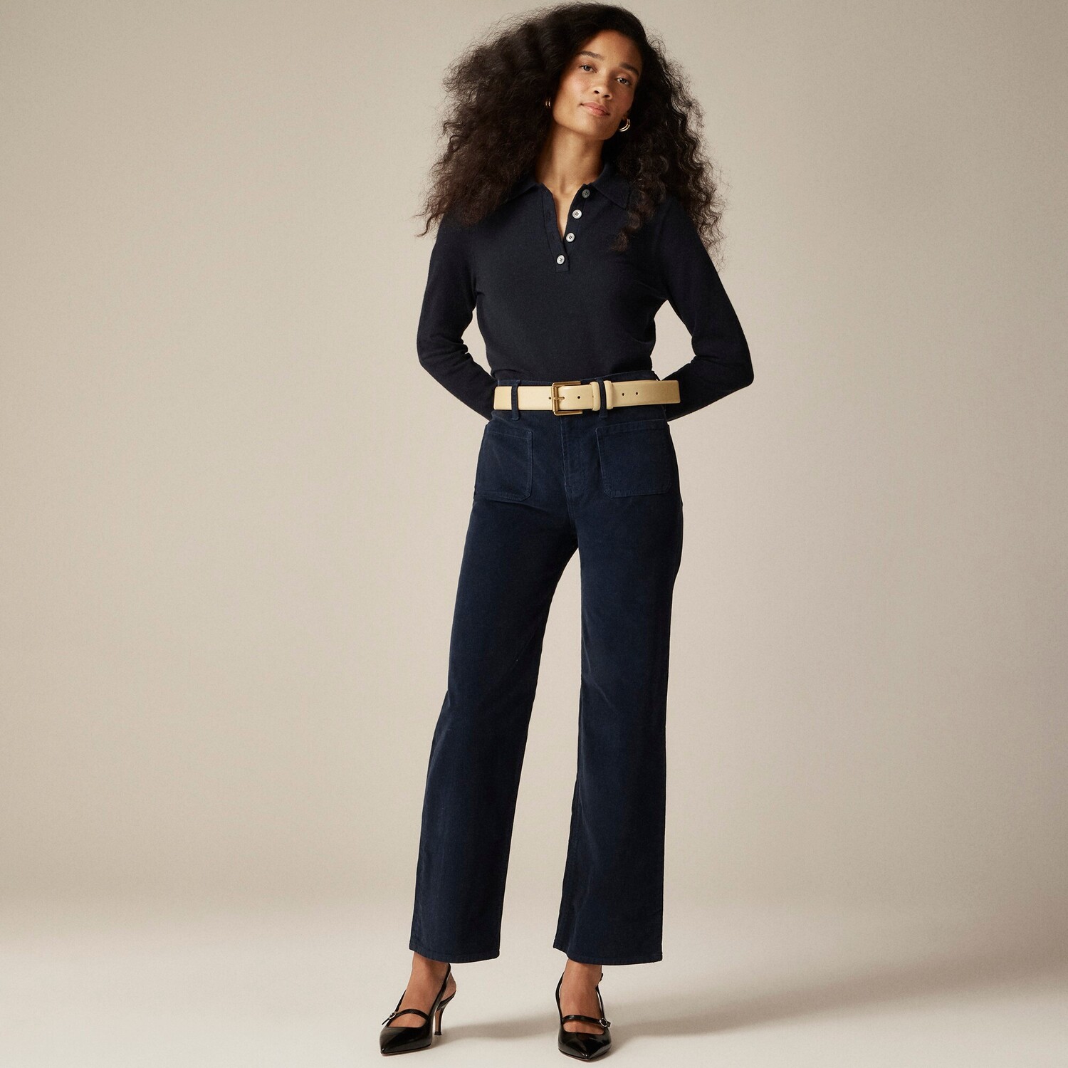 

Узкие широкие брюки Sailor из эластичного вельвета J.Crew, синий
