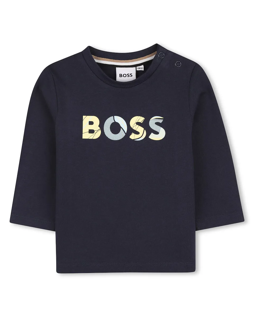 

Детская хлопковая футболка для мальчика BOSS Kidswear, черный