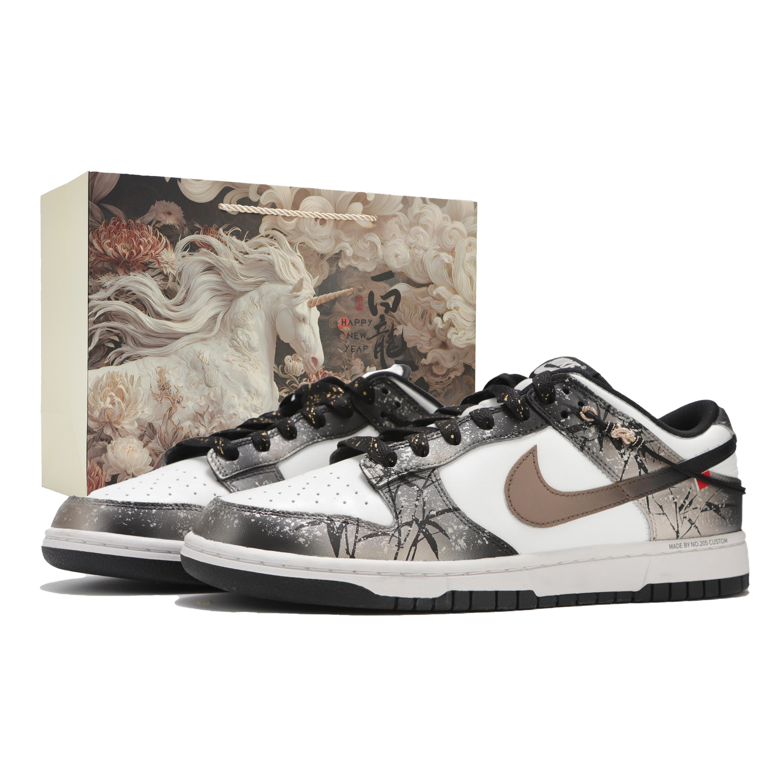 

Nike Мужские низкие скейтбордные кроссовки Dunk Cushioning, черный с золотыми вставками