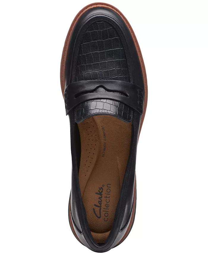 Женские лоферы Westlynn Ayla с круглым носком и прорезью для монетки Clarks, черный — фото 4