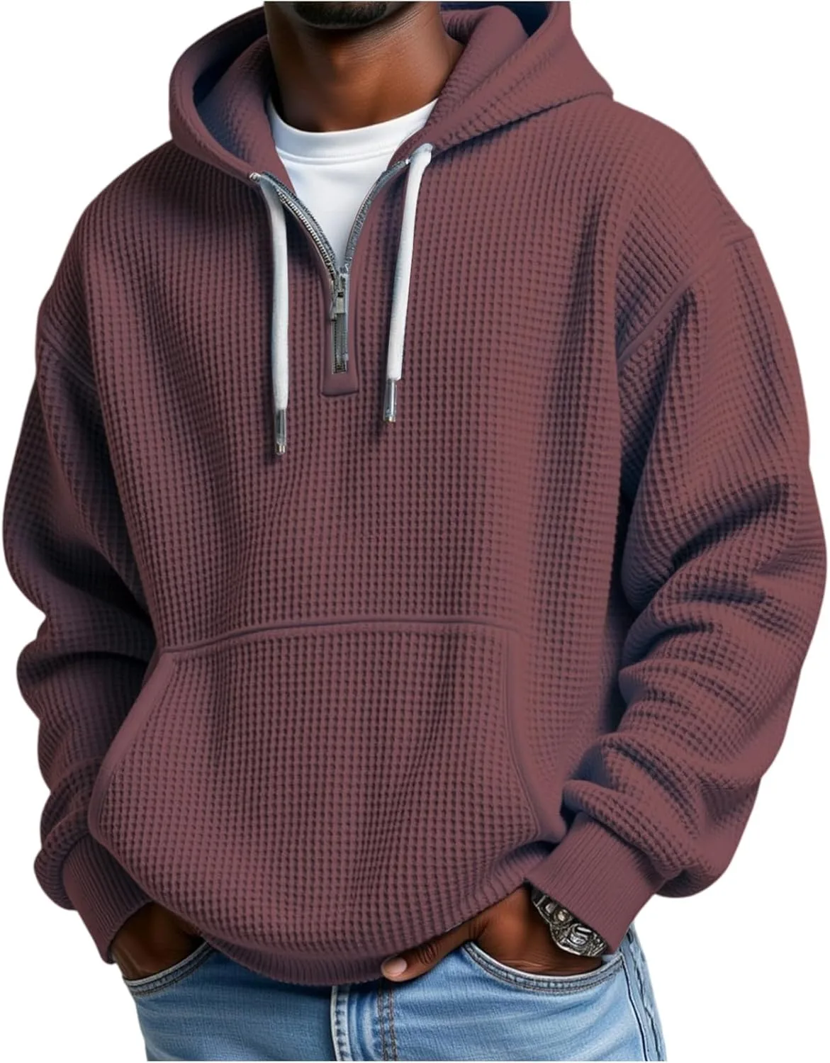 

Мужская толстовка 1/4 zip waffle knit с карманом