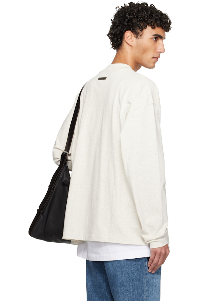 Fear Of God Essentials Классическая футболка с длинными рукавами Off-White с вышивкой к праздникам — фото 3