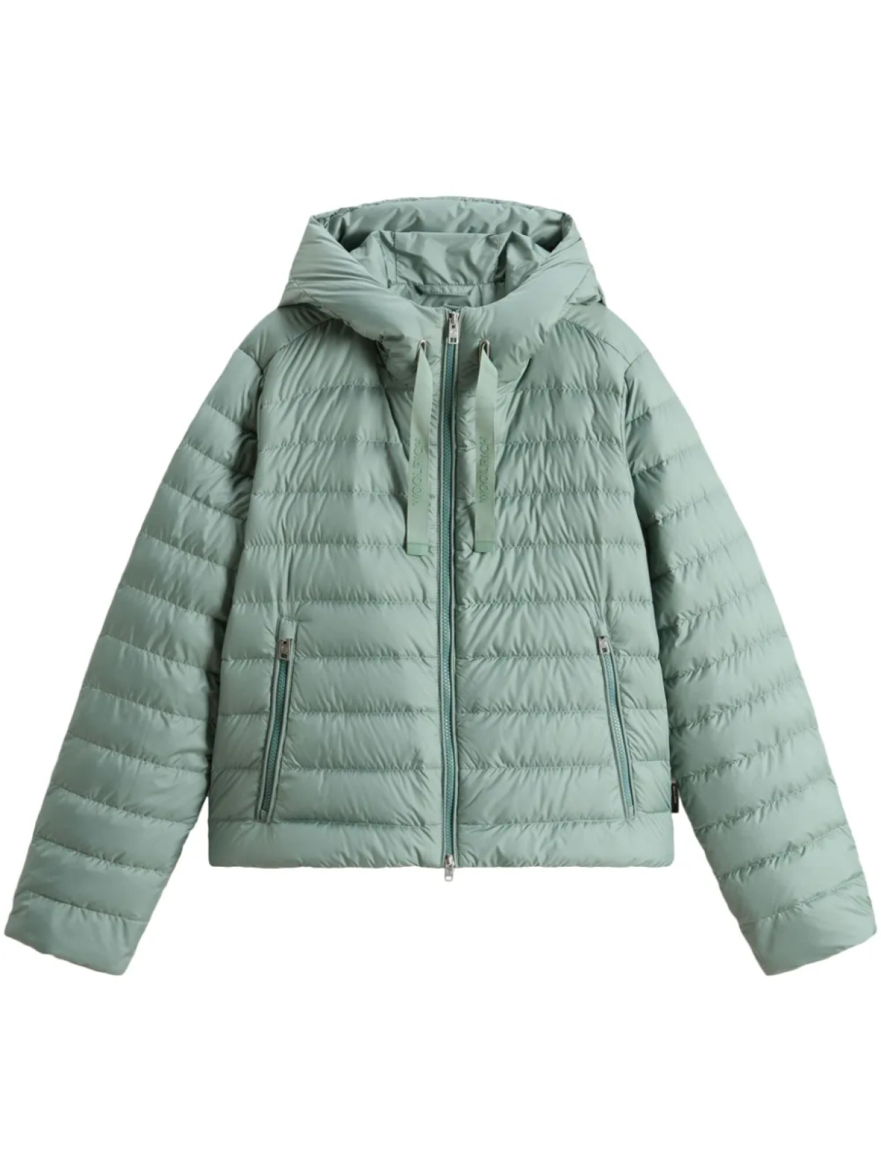 

Стеганая куртка Woolrich с капюшоном, зеленый