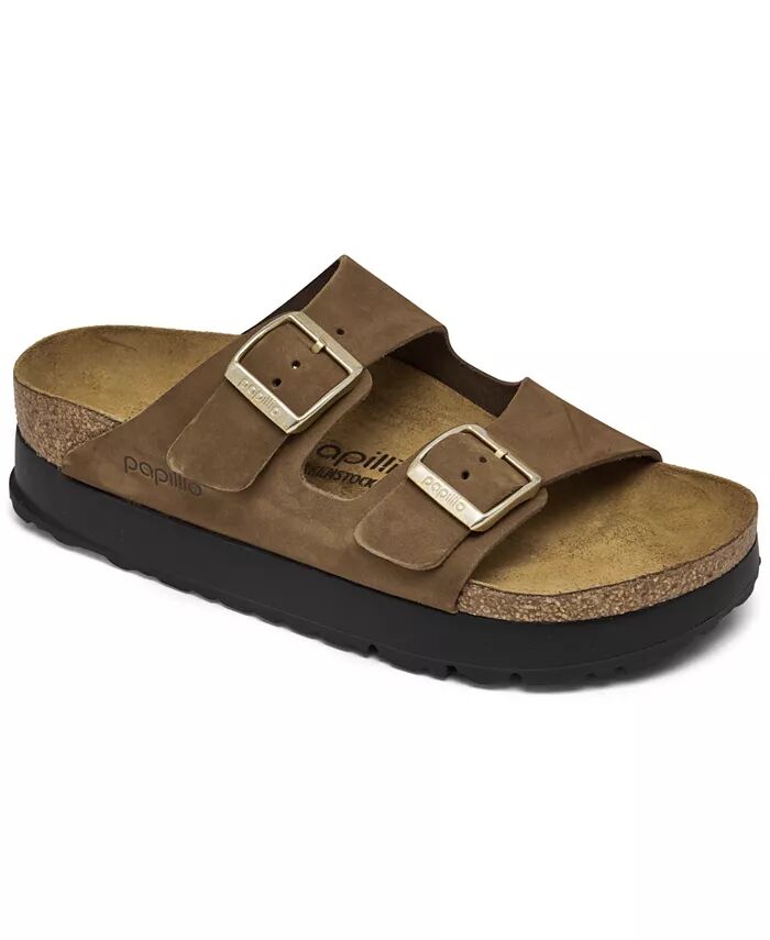 Женские сандалии Arizona Flex Nubuck Leather Platform от Finish Line Birkenstock, коричневый/бежевый