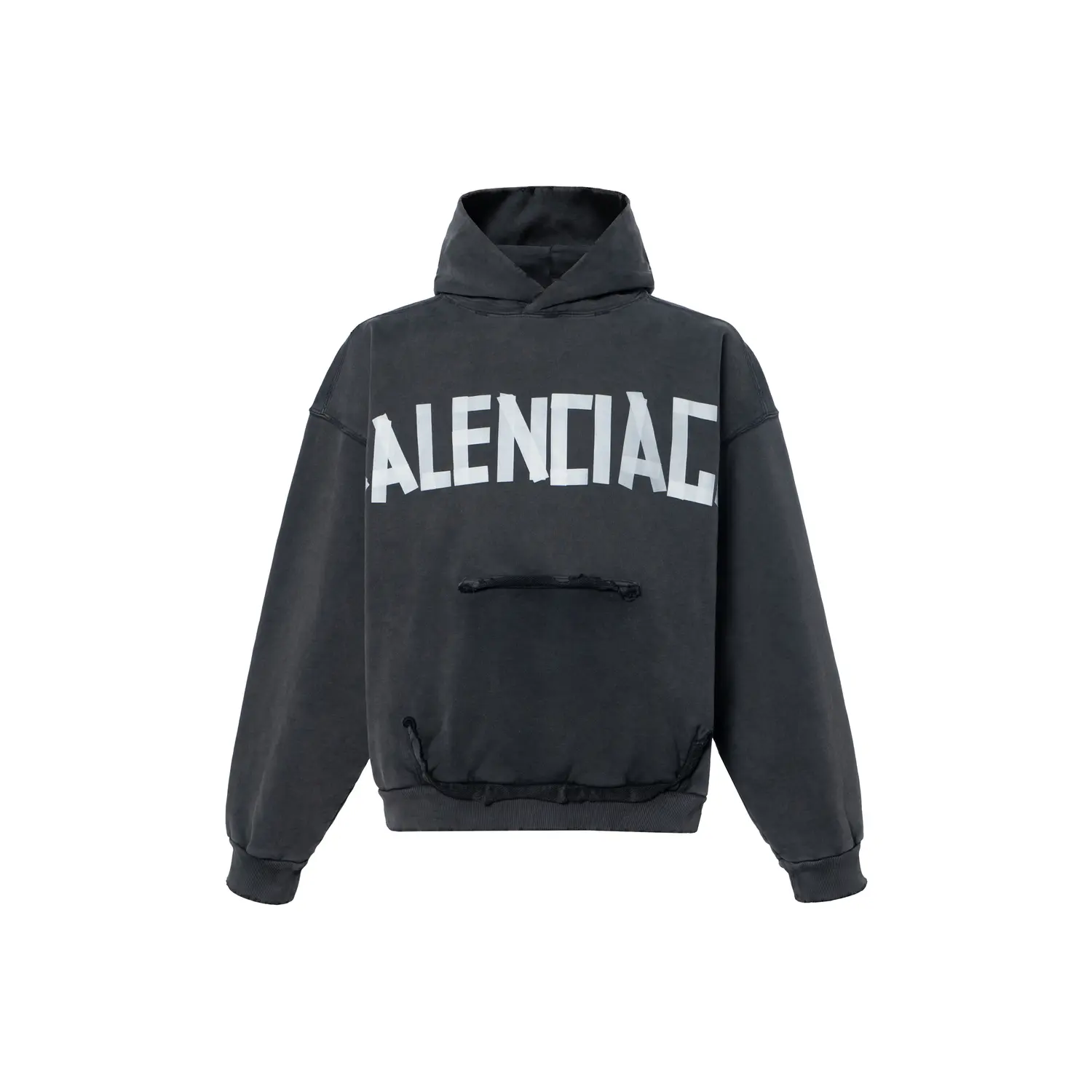 

Худи с прорезными карманами и завязками Balenciaga, черный