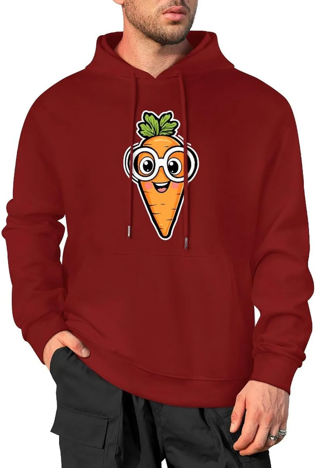 Толстовка с капюшоном Smart Carrot для мужчин, хлопковый пуловер с карманом Generic, темно-багровый