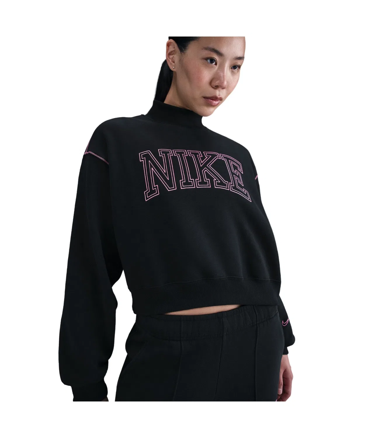 Свитшот оверсайз Nike с флисом, длинный рукав, чёрный