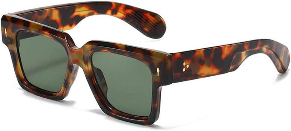 

Большие женские солнцезащитные очки класса люкс с заклепками, модные очки-очки с защитой от УФ-излучения UV400, мужские желто-синие солнцезащитные очки HVTVTLA, Leopard Dark Green