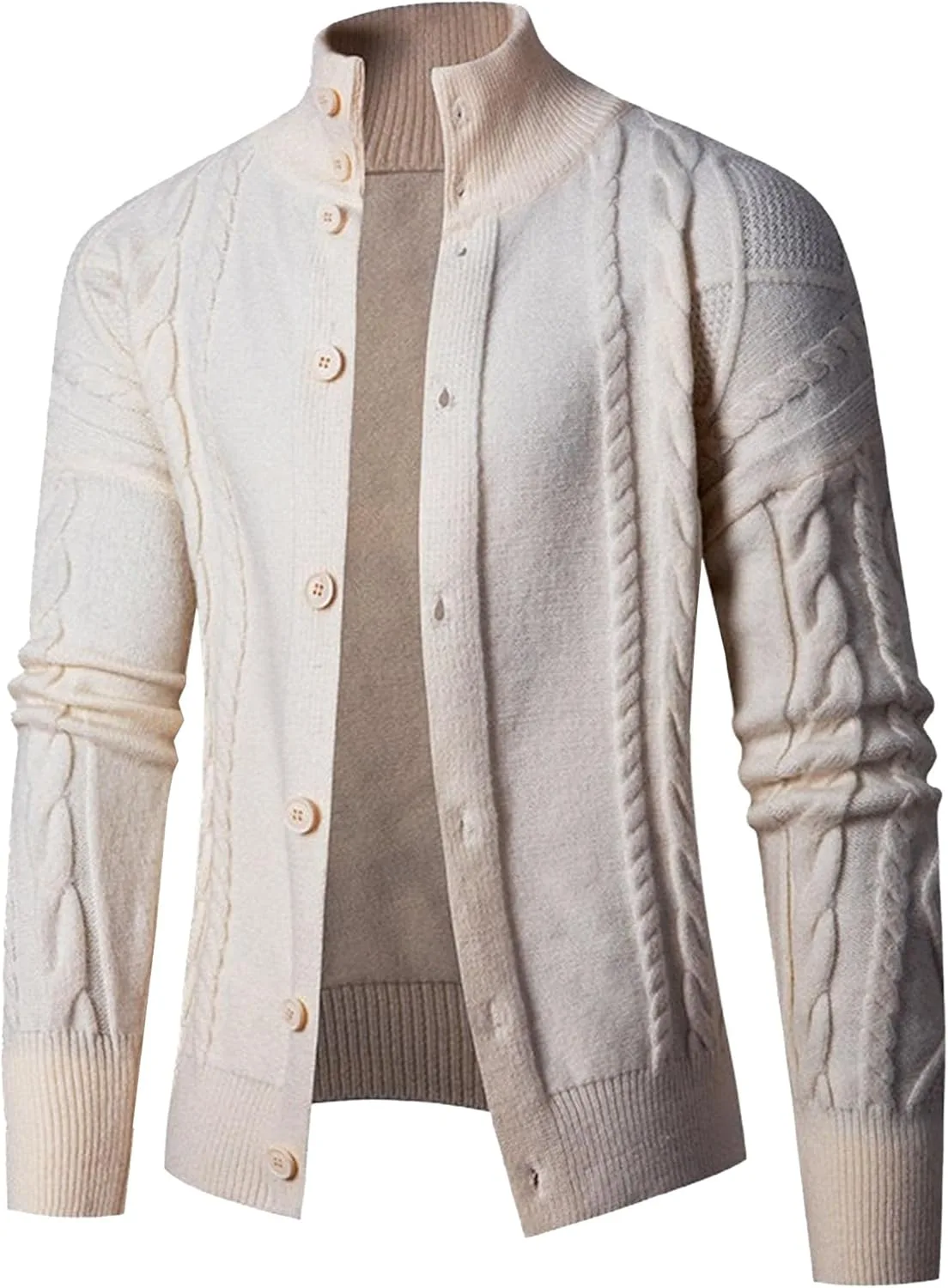 

Мужской кардиган с воротником стойкой, свободный, теплый, на пуговицах