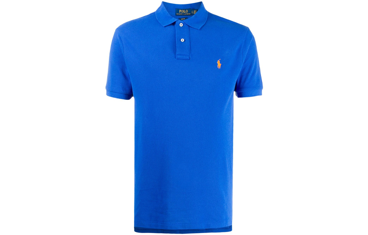

Футболка поло с коротким рукавом и вышитым логотипом Polo Ralph Lauren, синяя