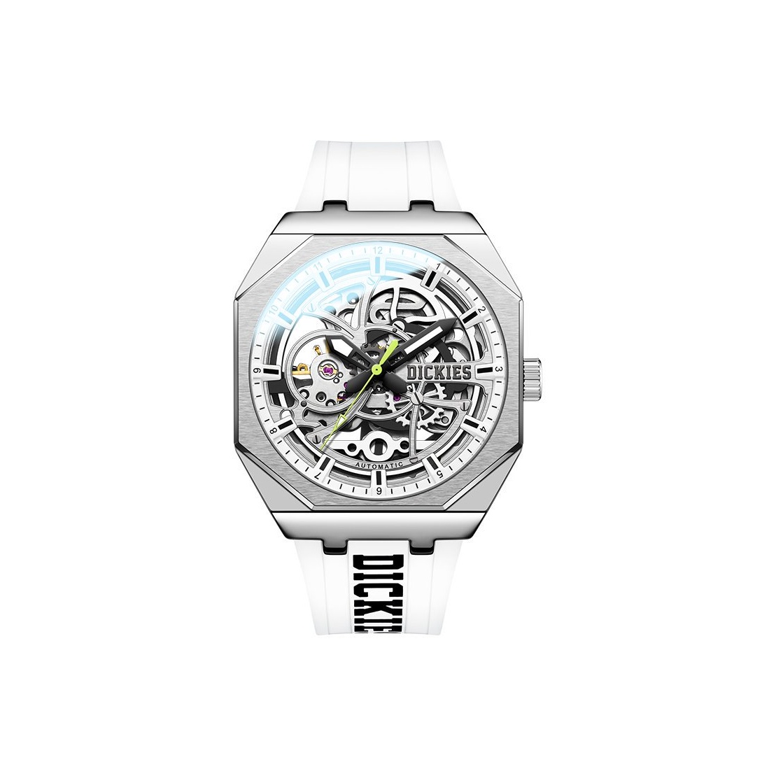 

Dickies Часы Starlight Collection Wrist Watch Mechanical Movement Stainless Steel Watchband Skeleton Dial Unisex Box, [White]CL-549P7-S1JX