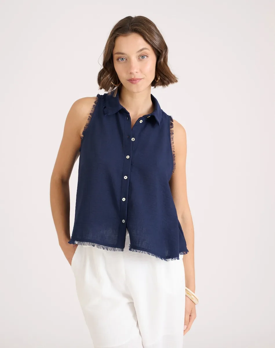 

Женская бесшовная безрукавка Naf Naf, темно-синий