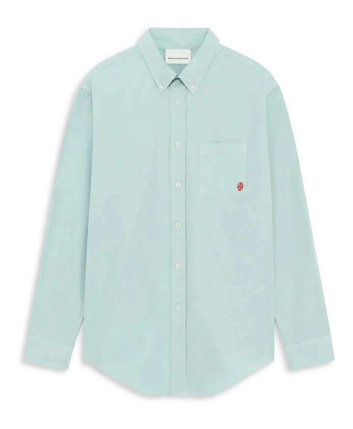 

Прозрачная голубая рубашка с длинными рукавами и вышивкой Drole De Monsieur, синий