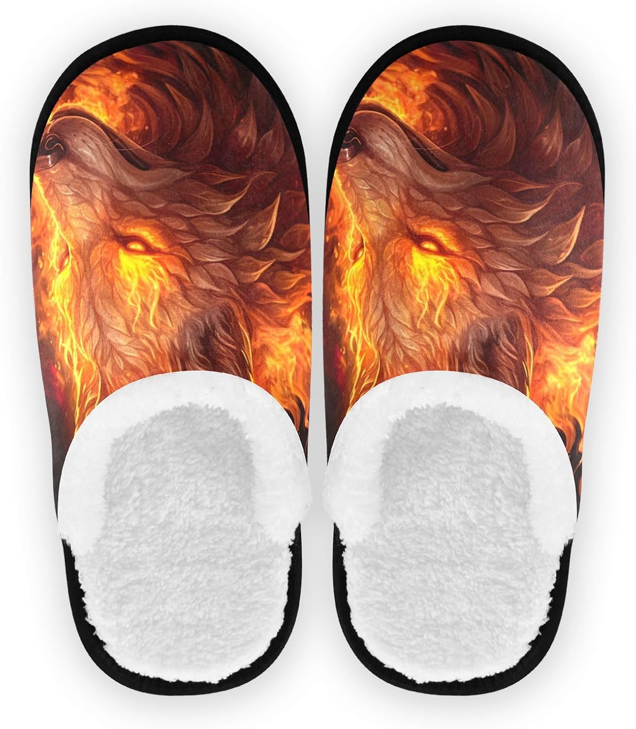 

Домашние тапочки UMIRIKO Flames Wolf для женщин и мужчин, моющиеся, с противоскользящей подошвой, с сумкой для хранения для путешествий и СПА 20848586