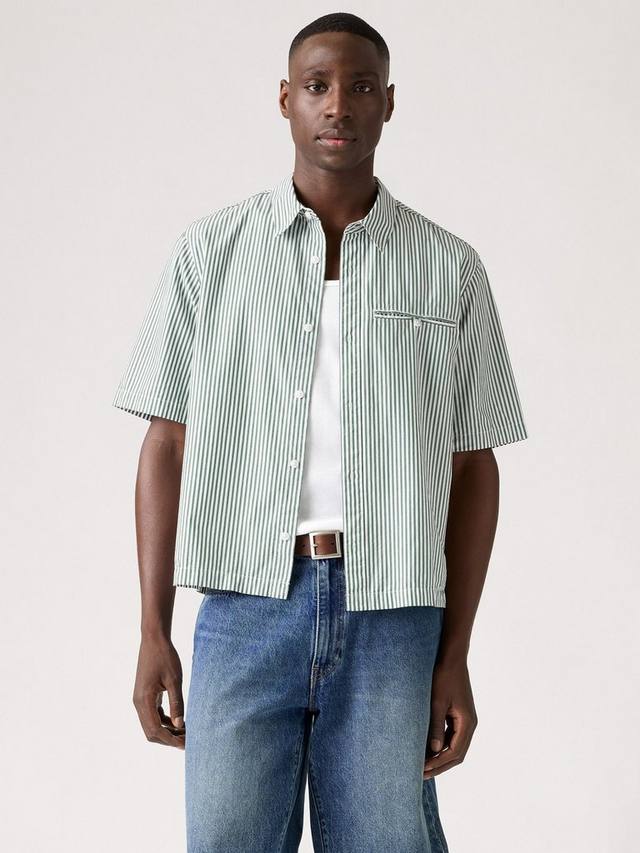 

Хлопковая рубашка Regular Fit в полоску Zandt укороченная Levi's, Dark Green