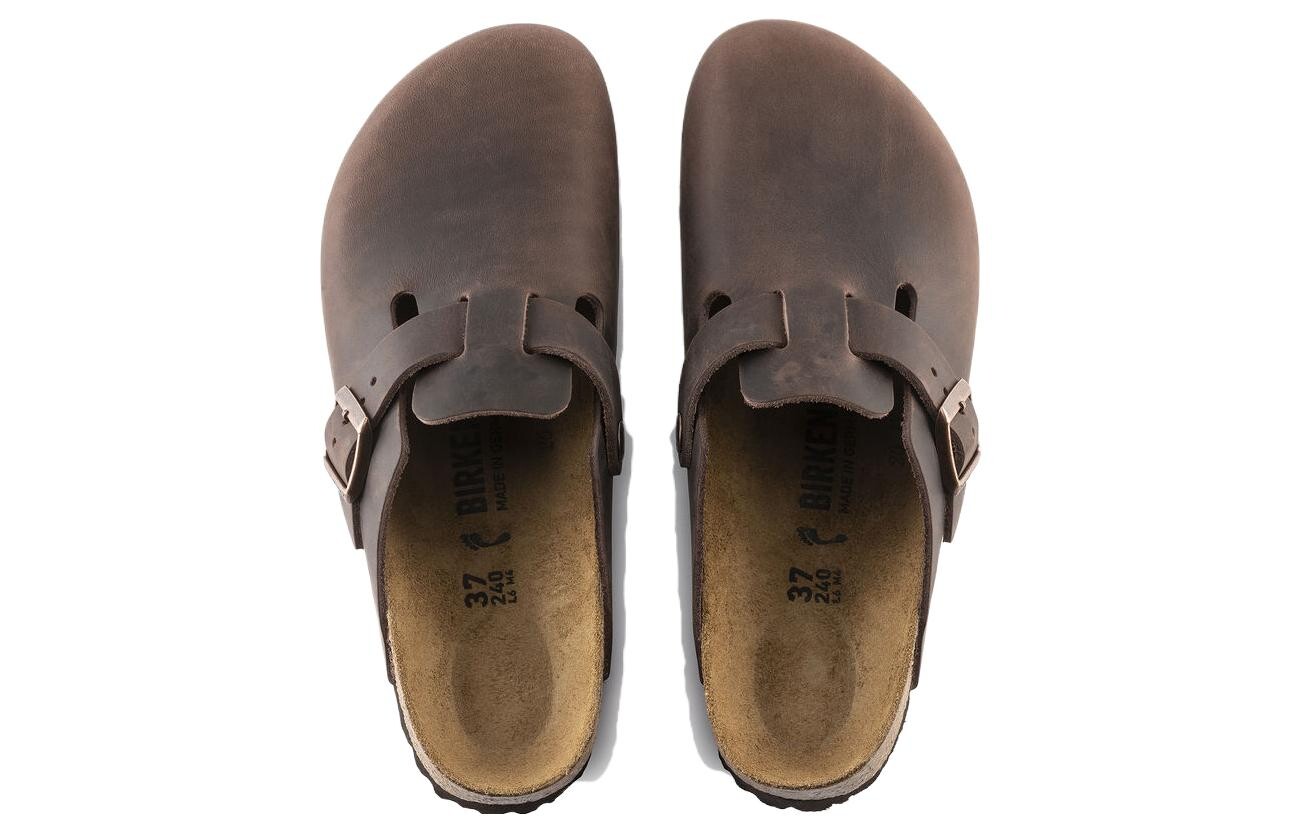 Бостонские кожаные мюли Birkenstock, цвет Red Brown — фото 4
