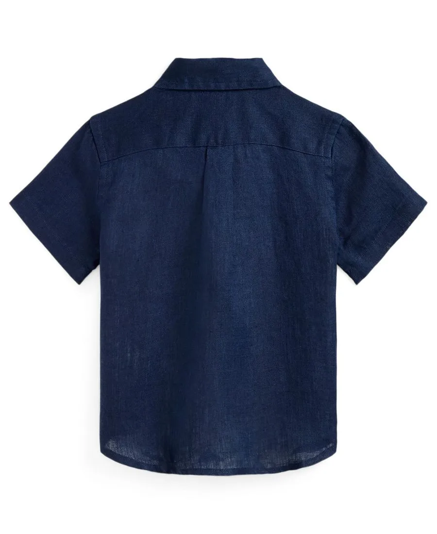 Детская рубашка для мальчиков с короткими рукавами и пуговицами Polo Ralph Lauren, newport темно-синий — фото 3