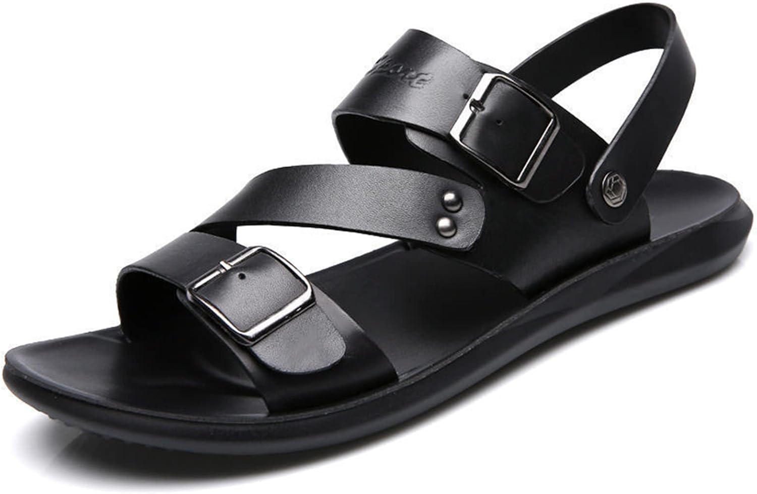 

Мужские сандалии CHUUMEE из кожи, с открытым носком и задним ремешком, удобные, повседневные, для летнего пляжа и путешествий на открытом воздухе, черный