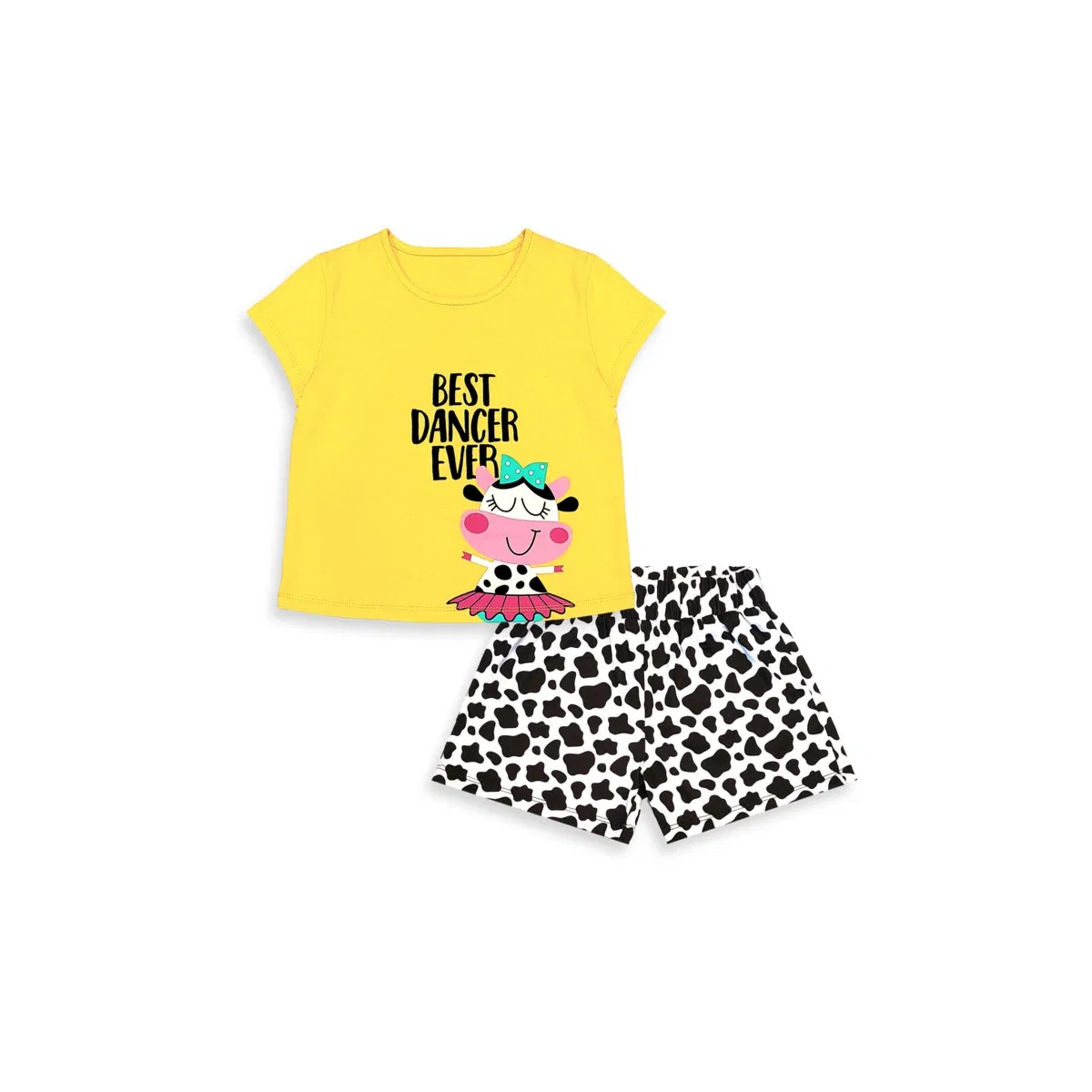 Детский комплект с принтом коровы, Denokids, желтый