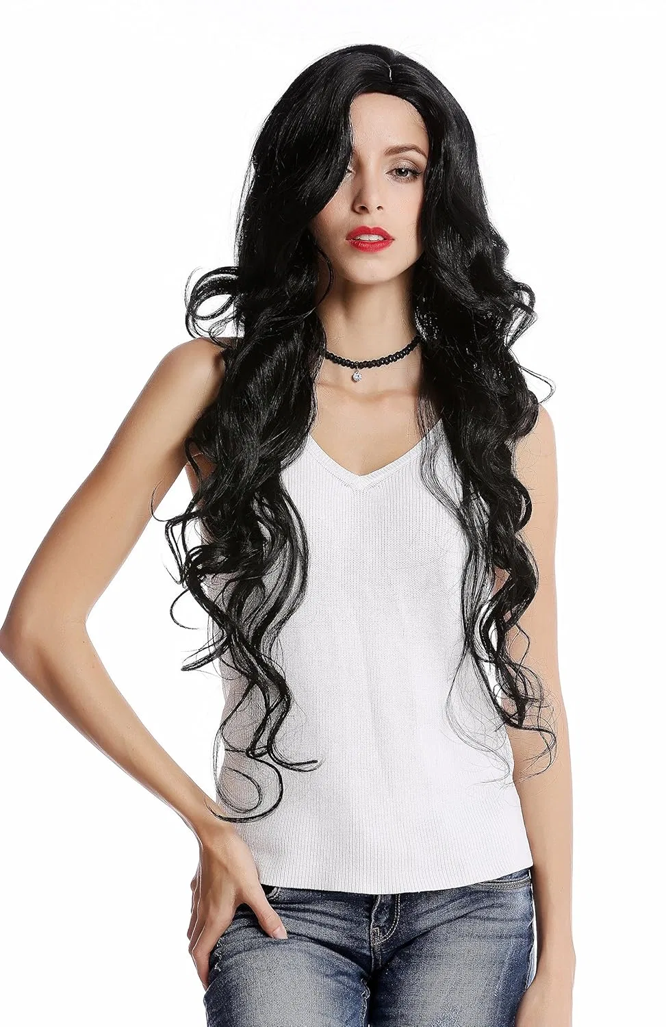 Женский парик WIG ME UP очень длинный черный волнистый Wig Me Up