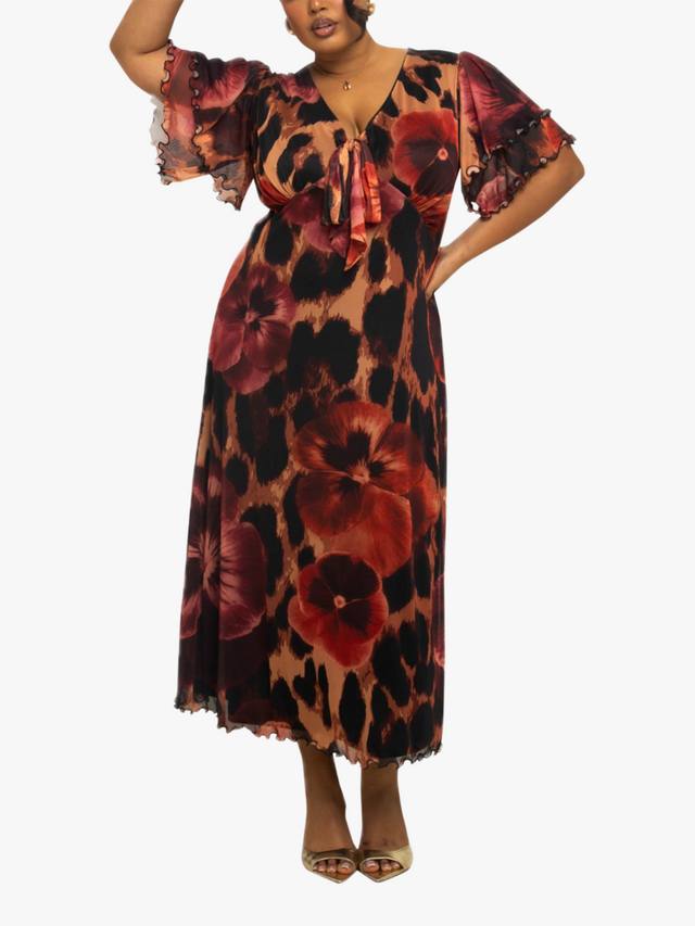 

Цветочное сетчатое платье миди FASHION SZN Curve, Brown