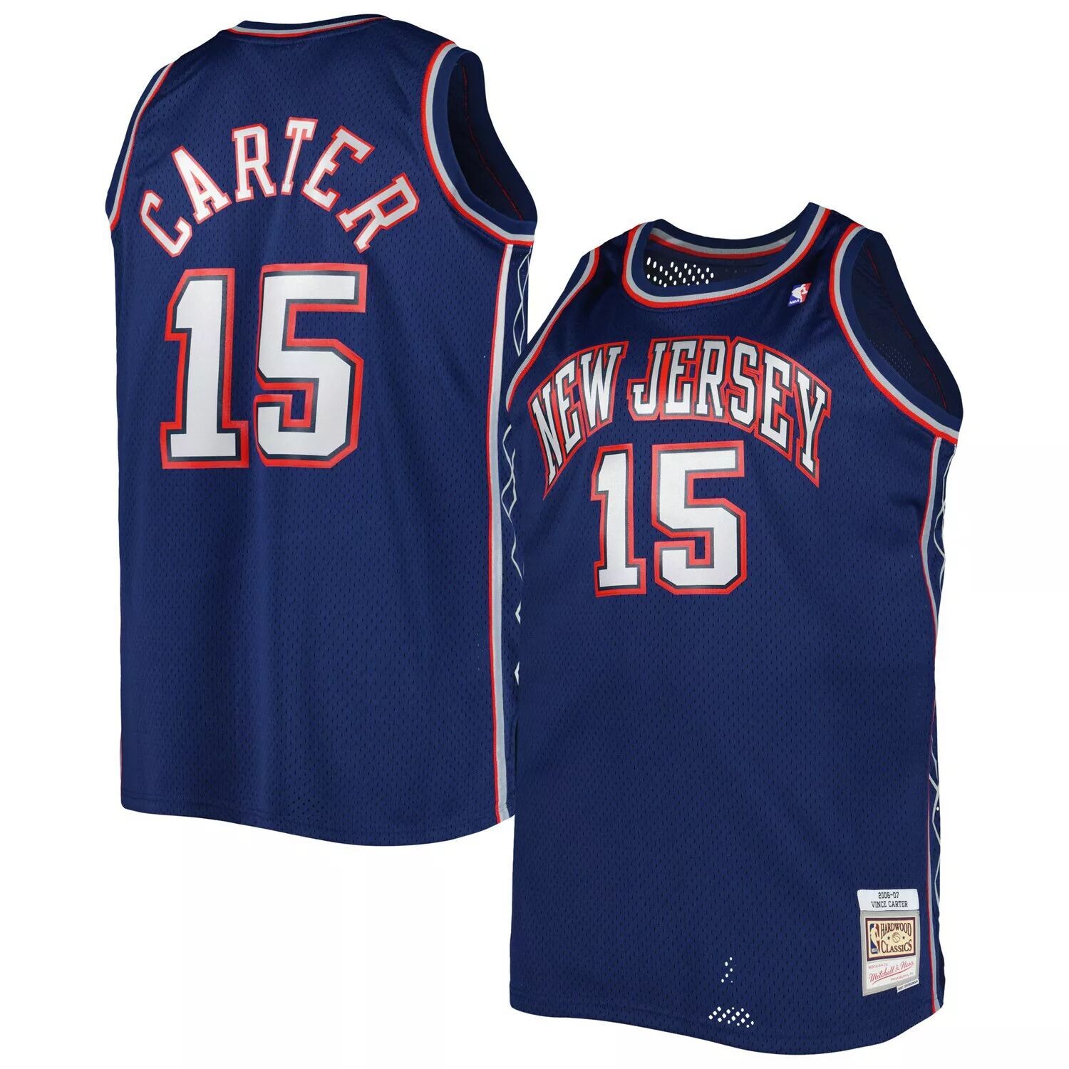 

Мужская футболка Mitchell & Ness Vince Carter Navy New Jersey Nets Big & Tall Hardwood Classics 2006-07 Swingman Jersey