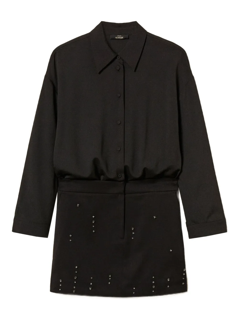 

Декорированное платье-рубашка длины мини TWINSET, черный