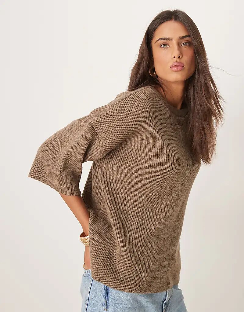

Трикотажная футболка цвета мокко ASOS DESIGN