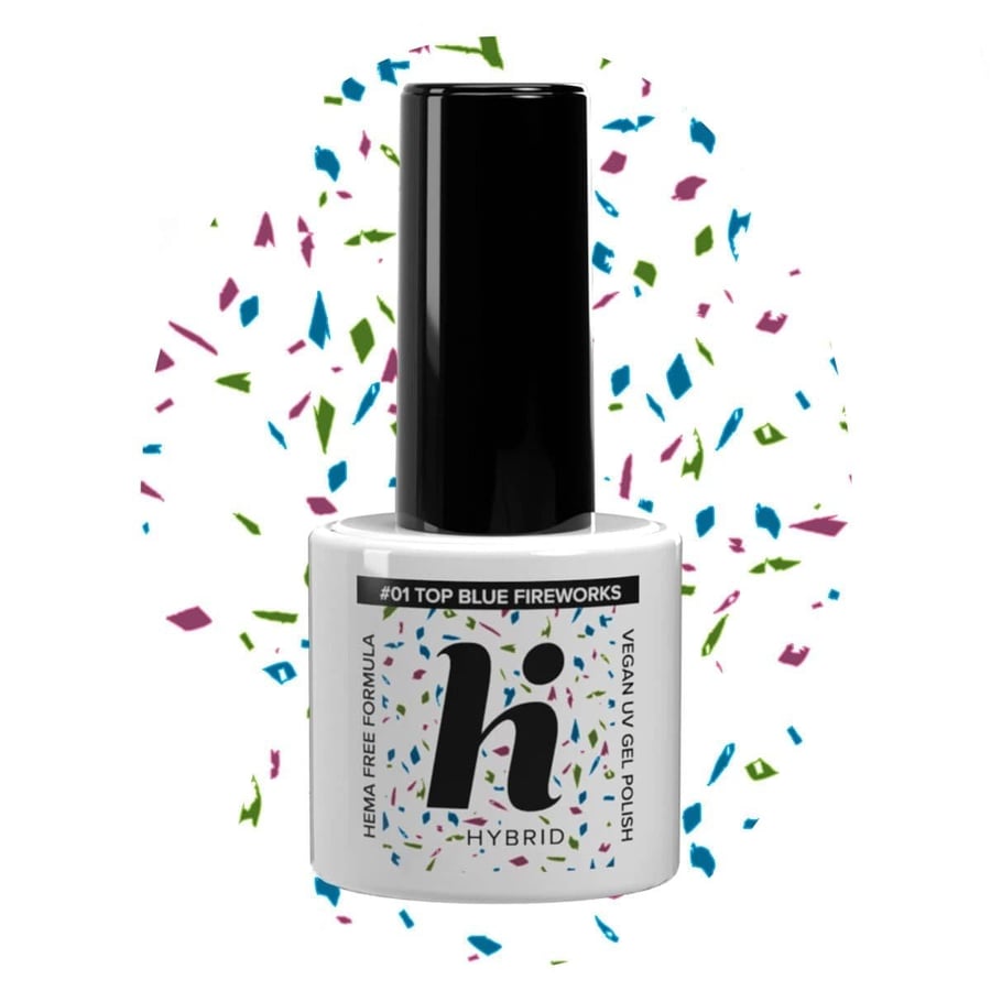 

Hi Hybrid HEMA Free Top для гибридного лака No Wipe #01 Blue Fireworks 5 мл