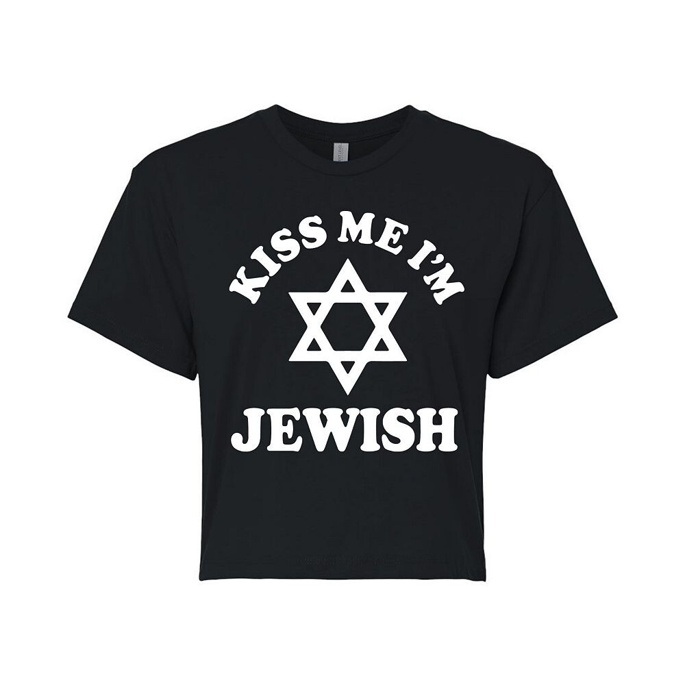 

Укороченная футболка для юниоров Kiss Me I'm Jewish Licensed Character, черный