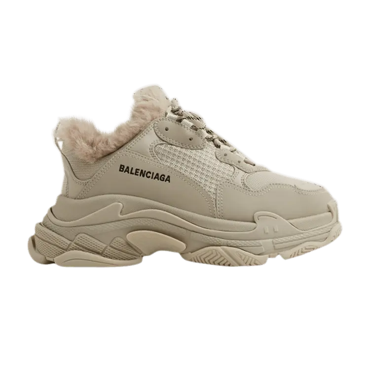 Кроссовки Balenciaga Wmns Triple S Sneaker Fake Fur - Beige, коричневый