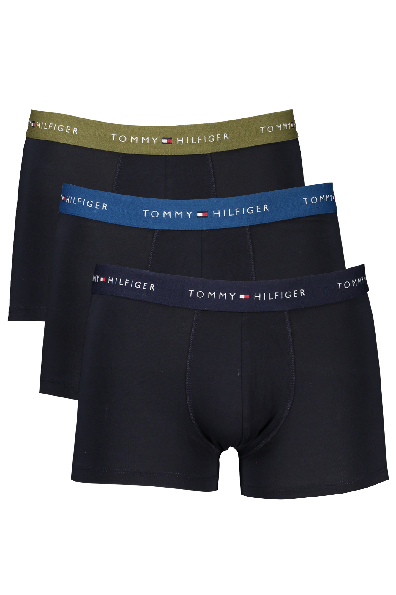 

Мужские боксеры Tommy Hilfiger хлопковые с цветными резинками 3 шт, синий