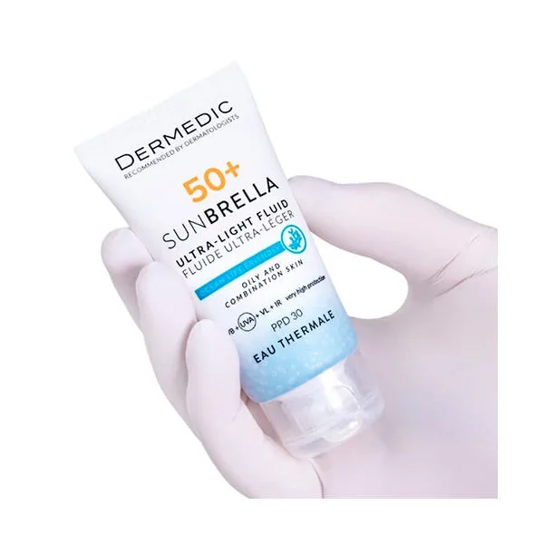 Жидкий солнцезащитный крем Sunbrella Hyperreactive Skin Fluid SPF50+ 40 мл DERMEDIC — фото 2