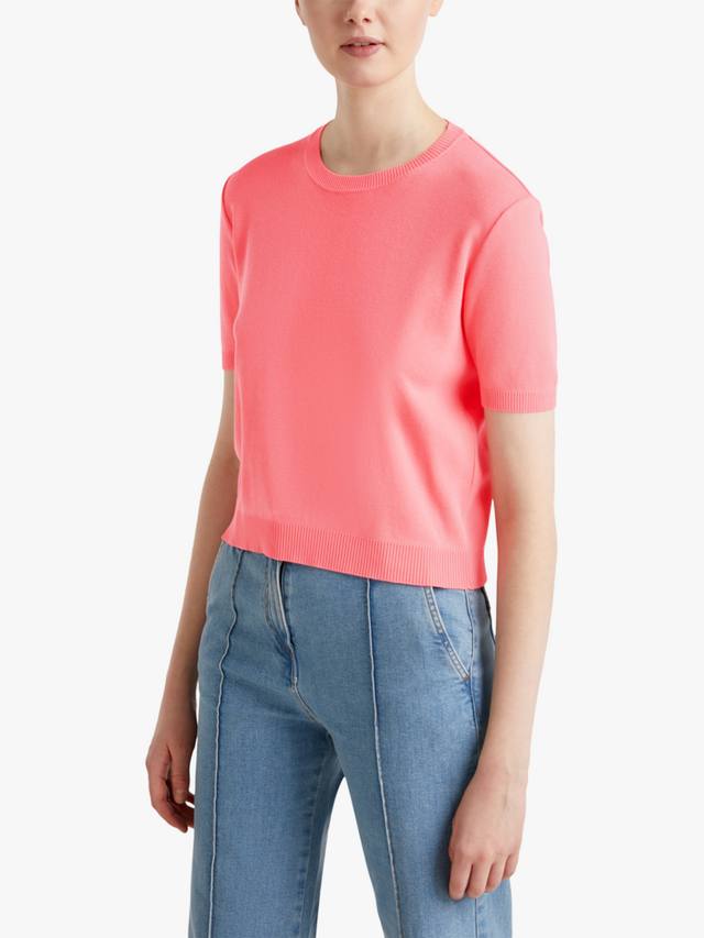 

Джемпер с круглым вырезом и коротким рукавом Benetton, цвет Fuchsia