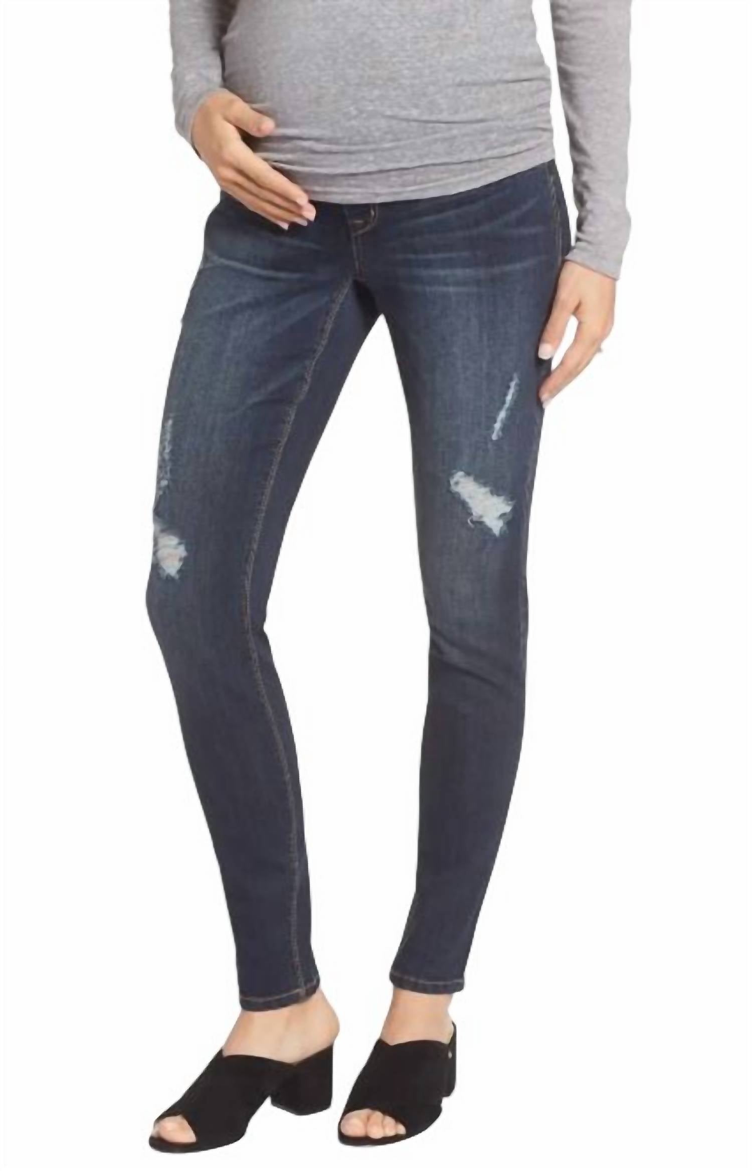 

Джинсы для беременных с потертостями синего цвета 1822 Denim