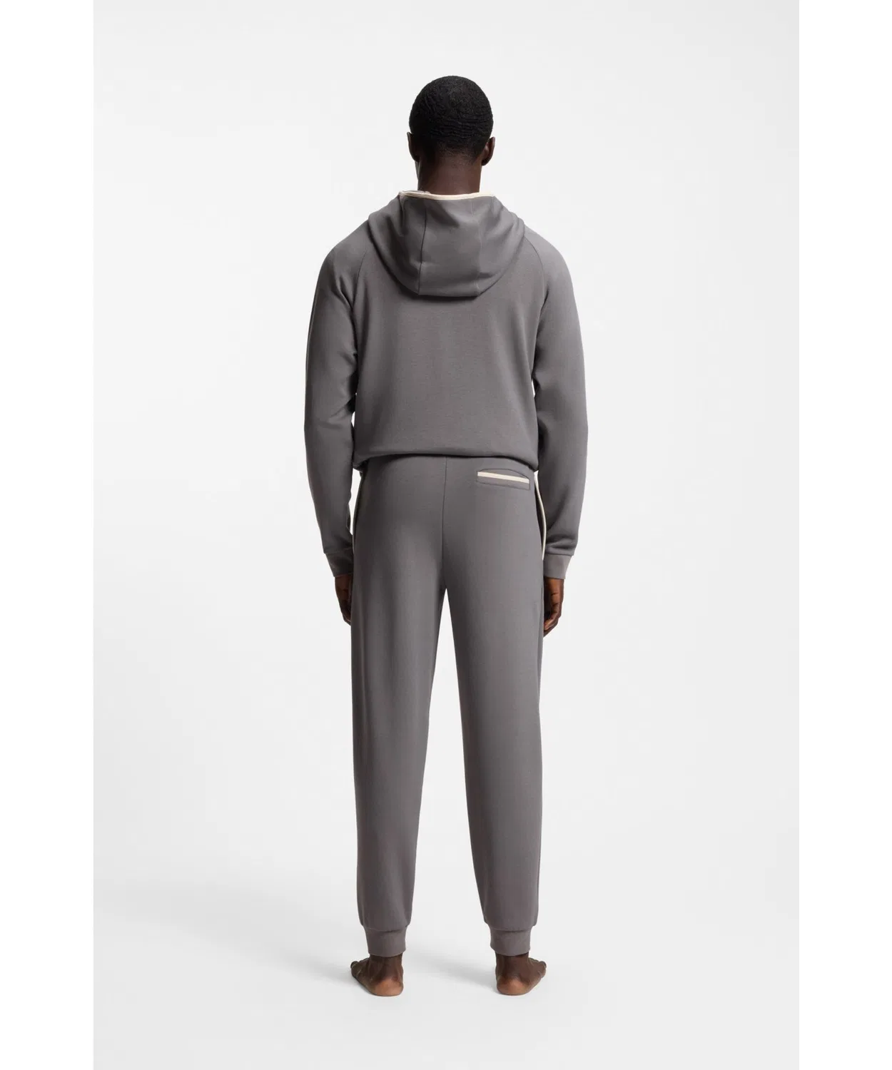 Спортивные брюки из коттона с контрастным поясом BOSS Menswear, темно-серые — фото 4