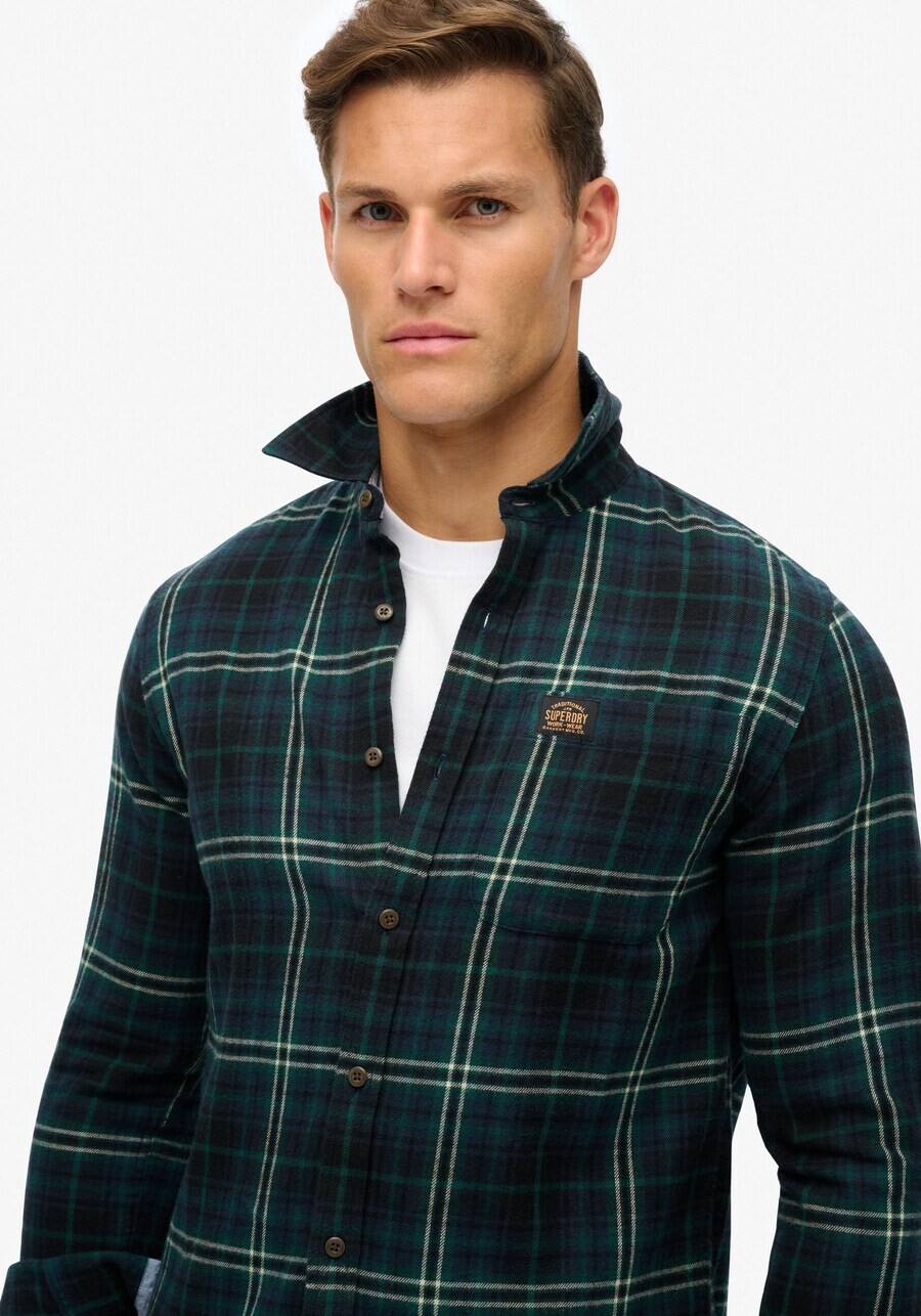 Клетчатая рубашка Superdry Comfort fit Button Up Shirt, темно-зеленый — фото 3